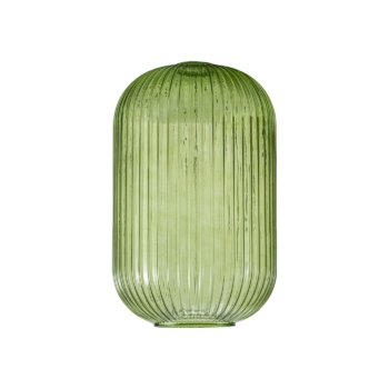 Audrey 20cm Tubular Ribbed Glass, in a Green Finish