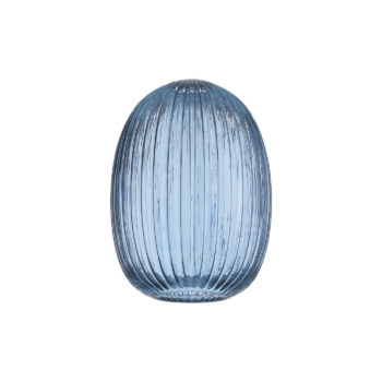 Audrey 20cm Almond Ribbed Glass, in a Petrol Blue Finish