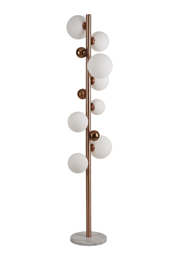 Riley Floor Lamp, 8 x G9, & Glass With Base in a Antique Copper/Opal ...