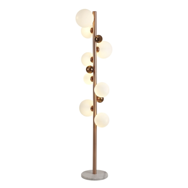 Riley Floor Lamp, 8 x G9, & Glass With Base in a Antique Copper/Opal ...