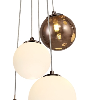 Riley Pendant, 5 x G9, & Glass in a Antique Copper/Opal/Copper Finish ...